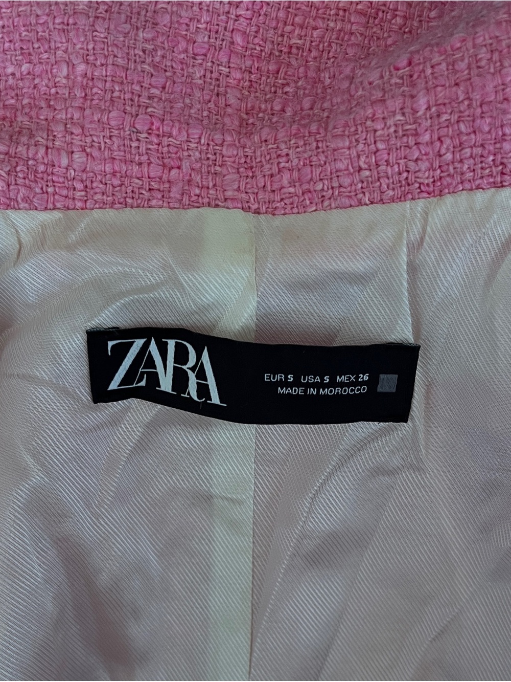Zara Pink Tweed Sleeveless Cropped Vest Size S - Picture 8 of 8